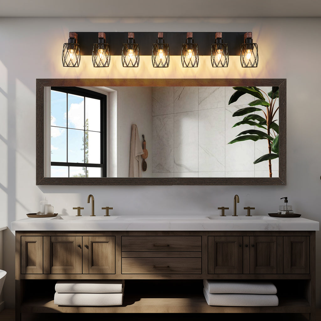 Industrial Vintage 7-Light Wall Sconce - Black Light Fixture