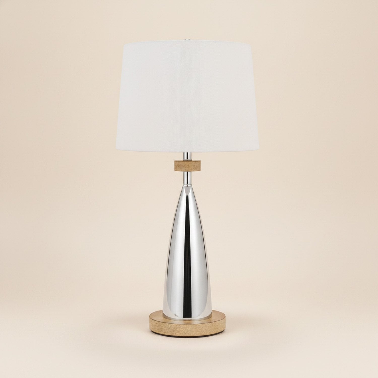 31" Brown Metal Geometric USB Table Lamp With White Empire Shade - hero