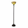 70" Brown Traditional Shaped Floor Lamp With Green And Brown Tiffany Glass Bowl Shade