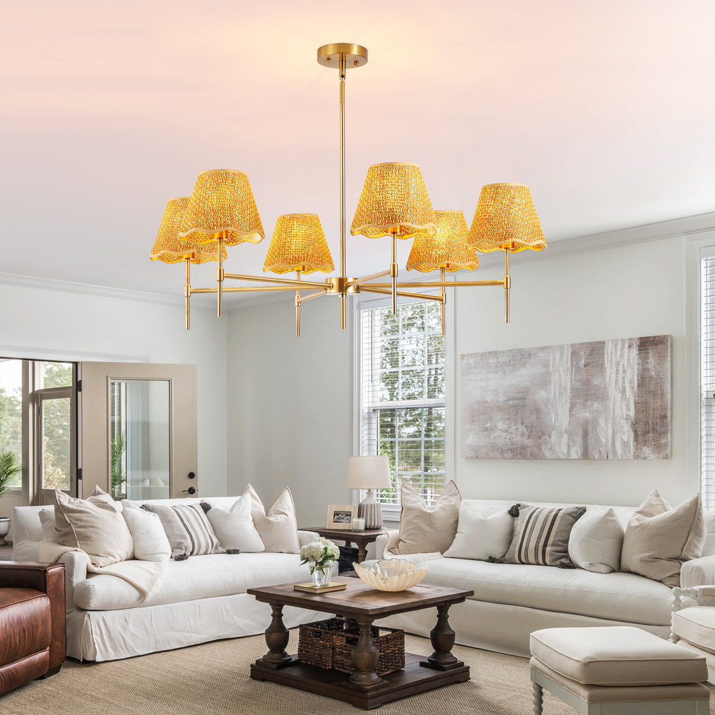 Boho Rattan 6-Light Chandelier