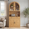 Arched Pantry Cabinet with Coffee Bar & Charging Station, 75", Oak