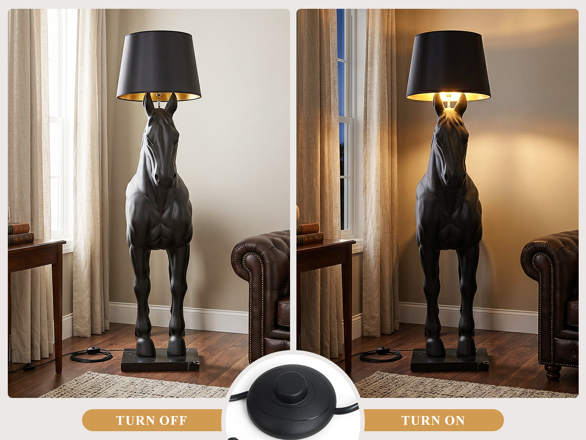 Horse Lamp Luxury Floor Lamp Modern Light Fixture - Black