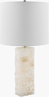 Falaise 24" Alabaster Table Lamp, Carved Cream