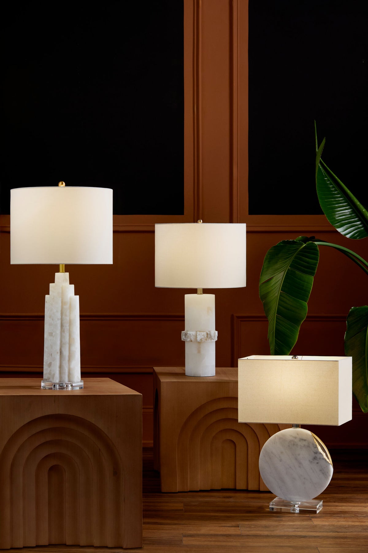Falaise 28" Alabaster Table Lamp, Burnished Cream