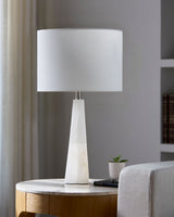 Falaise 26" Alabaster Table Lamp, Burnished Cream