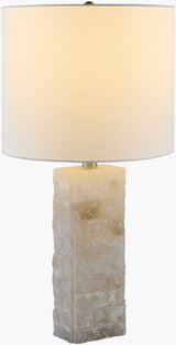 Falaise 24" Alabaster Table Lamp, Carved Cream