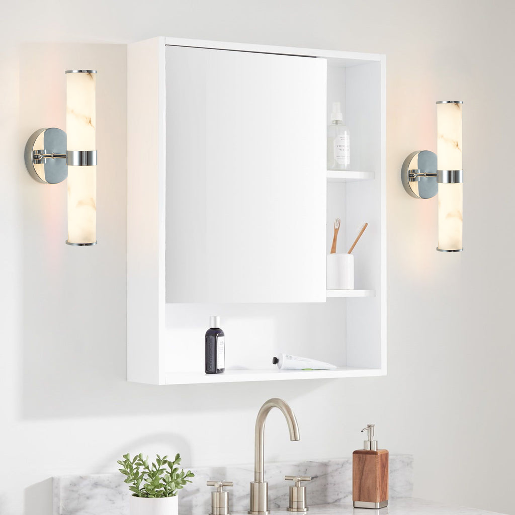Resin Imitation Marble and Chrome Wall Sconce Light Fixture