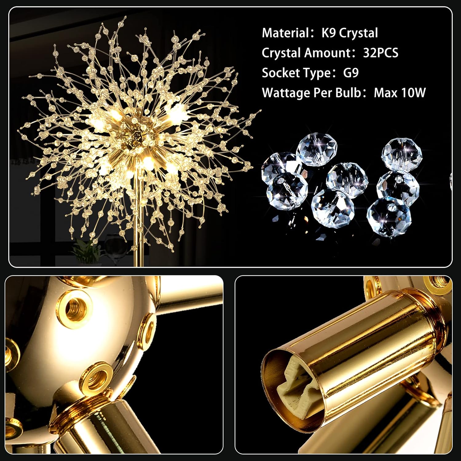 69 inch Crystal Floor Lamp