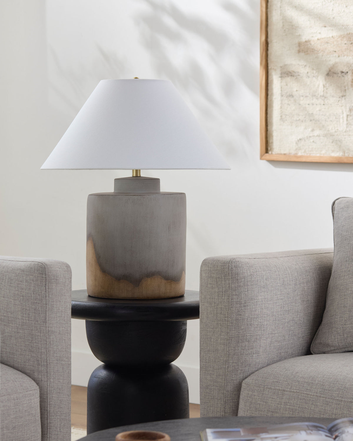 Furbara 27" Ceramic Table Lamp, Painted Gray