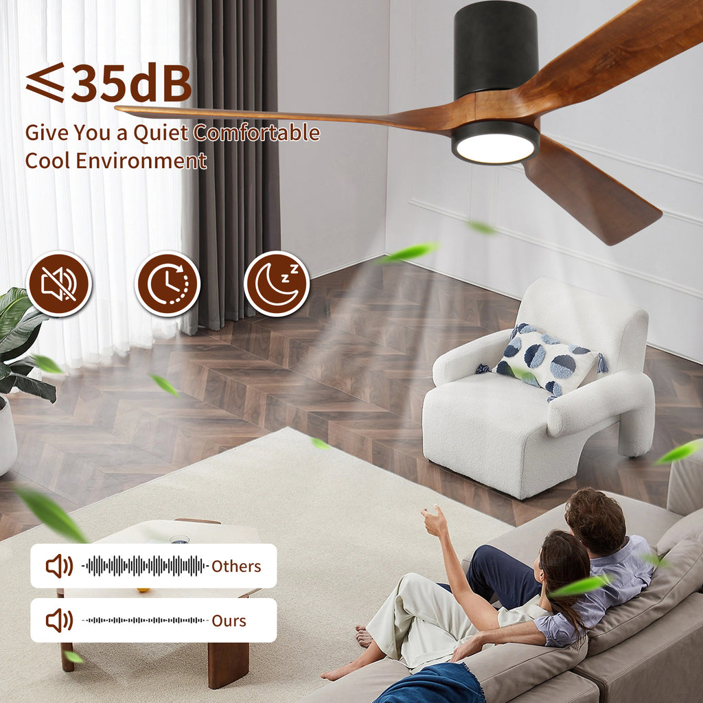 60 in. LED Indoor/Outdoor Flush Mount Matte Ceiling Fan