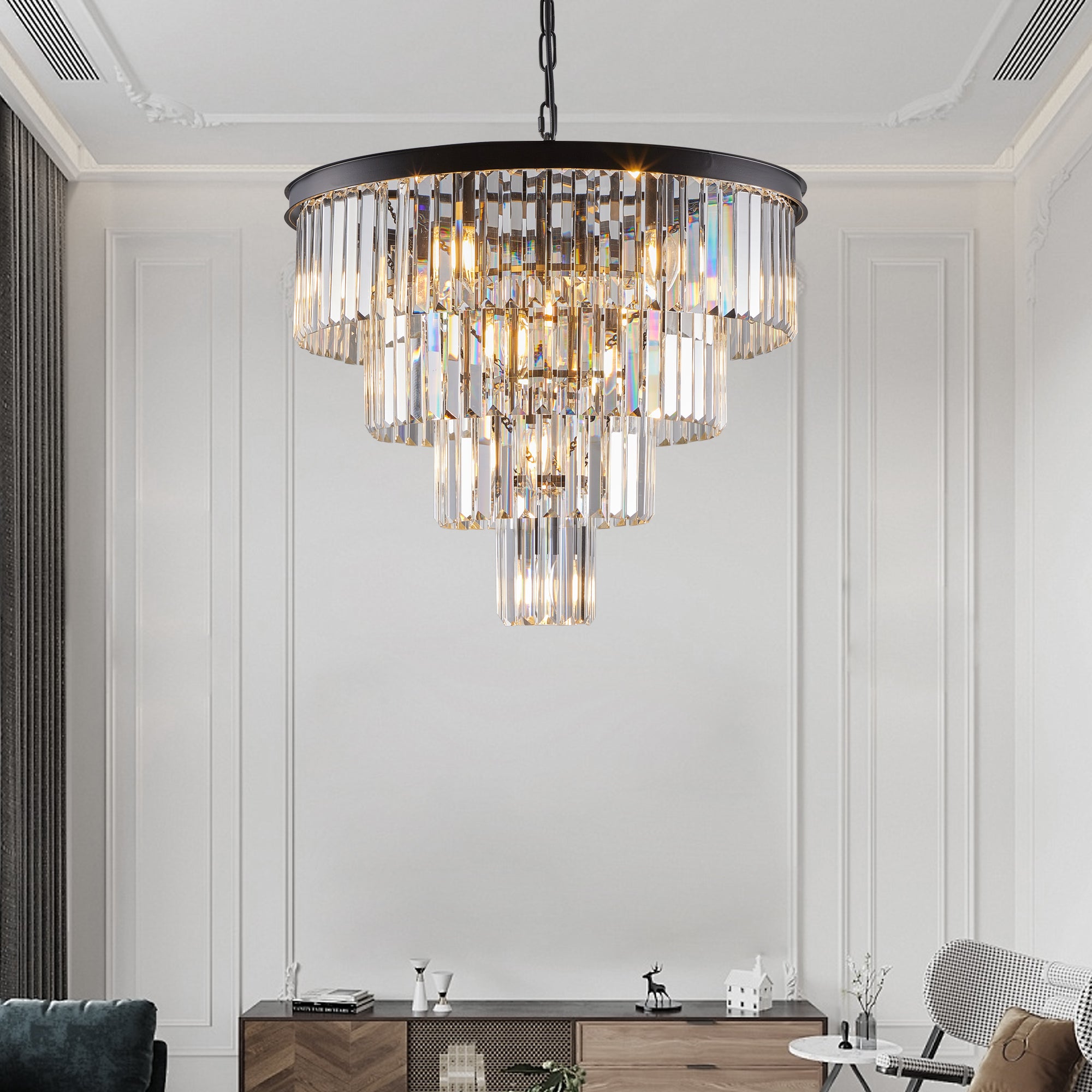 24" Contemporary Crystal Modern Chandeliers Crystal