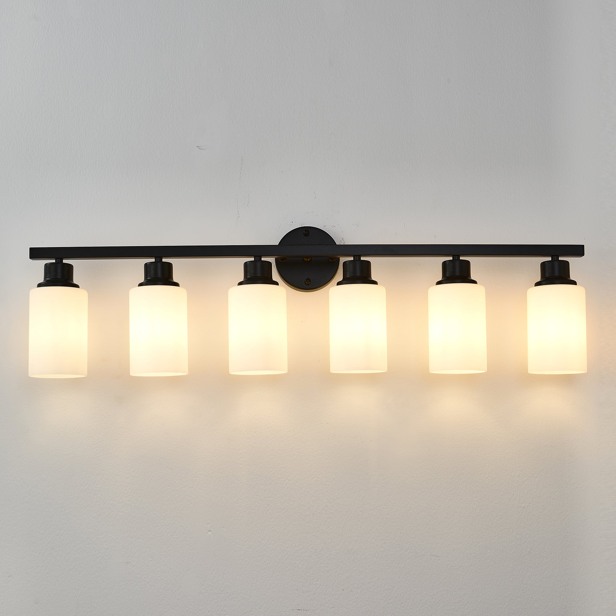 6-Light Matte Black Wall Lamps with White Light Fixture