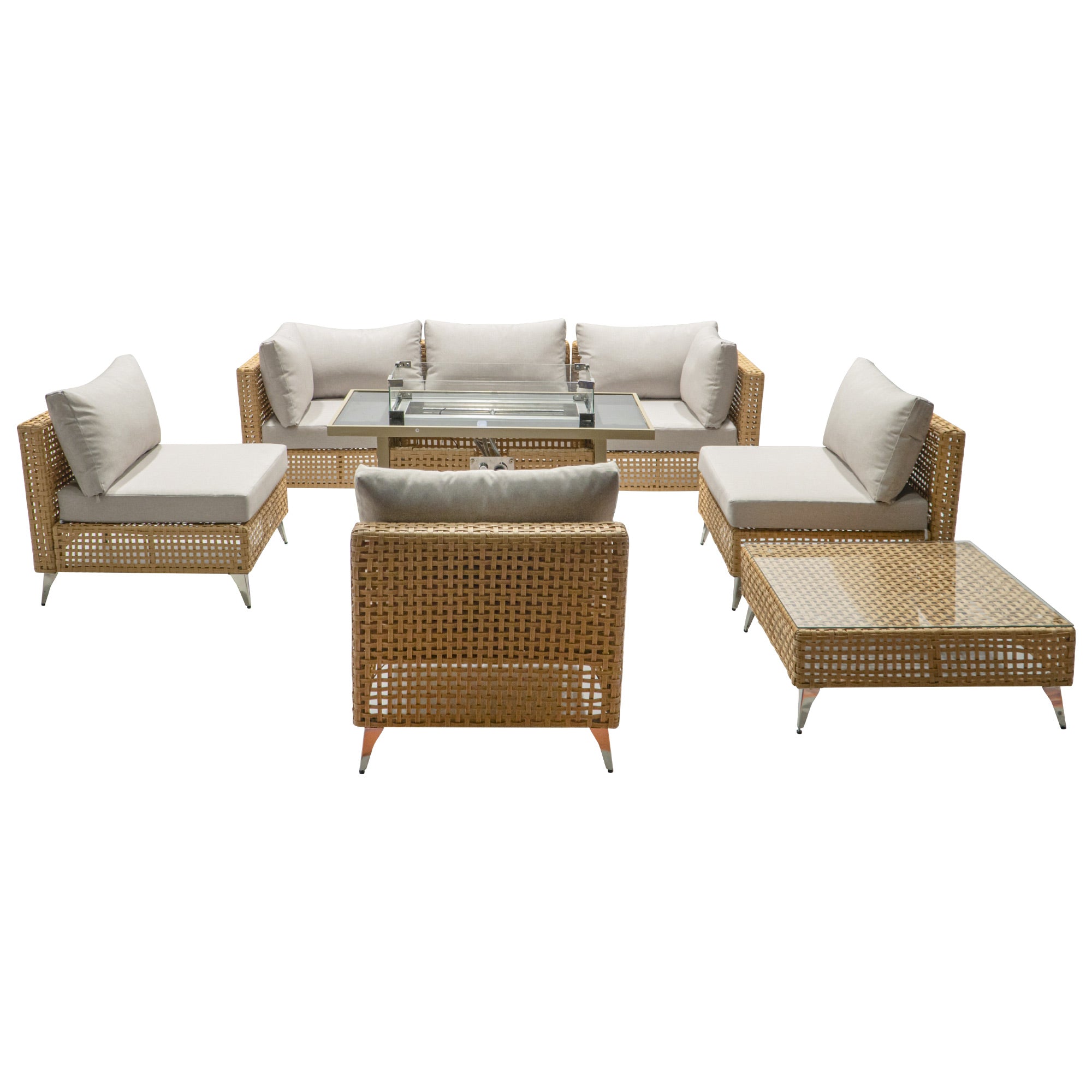 K&K patio 8-Piece Patio Furniture Set with 43" Fire Pit