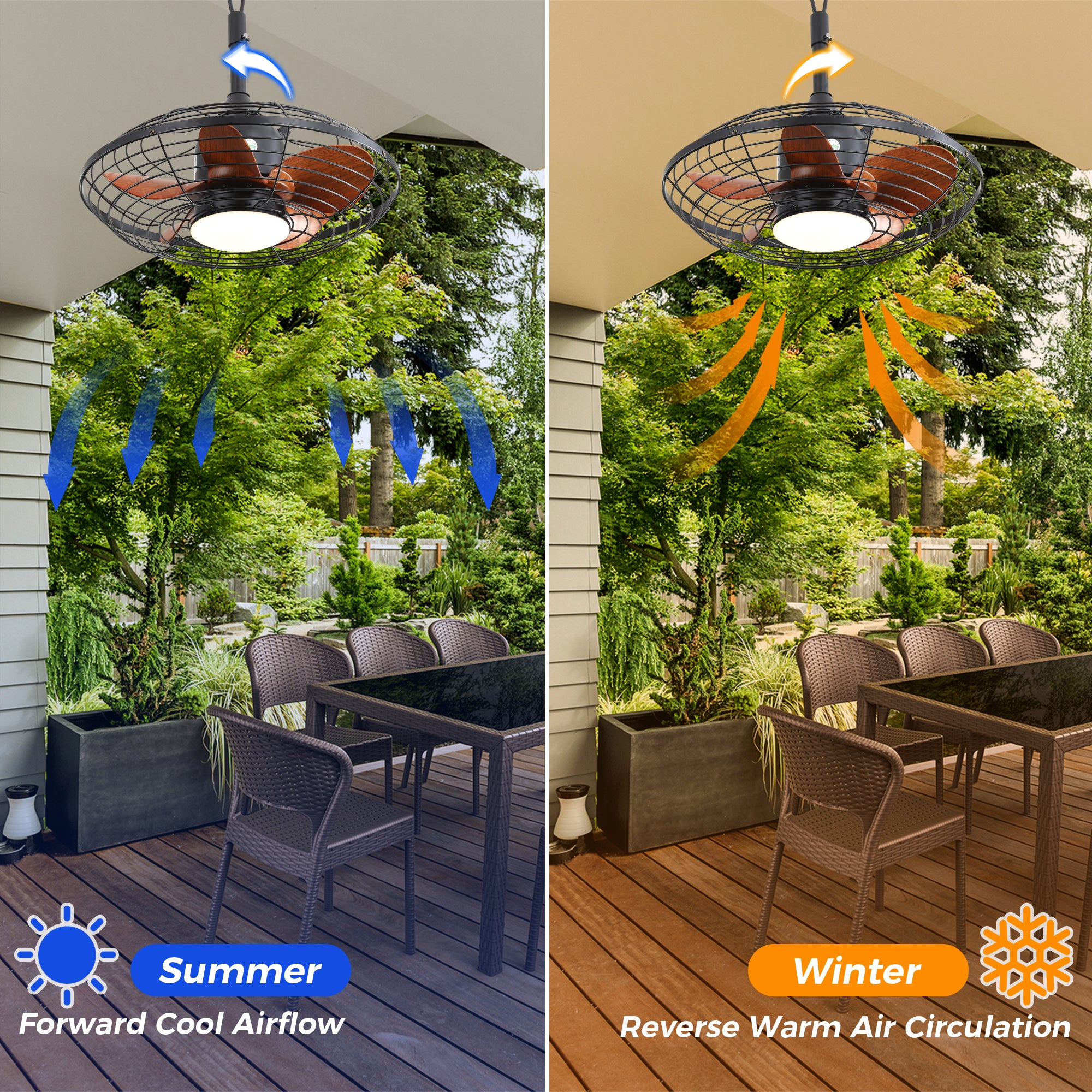 20 Inch Downrod Mount Ceiling Fan LED 18W 3CCT 5 ABS