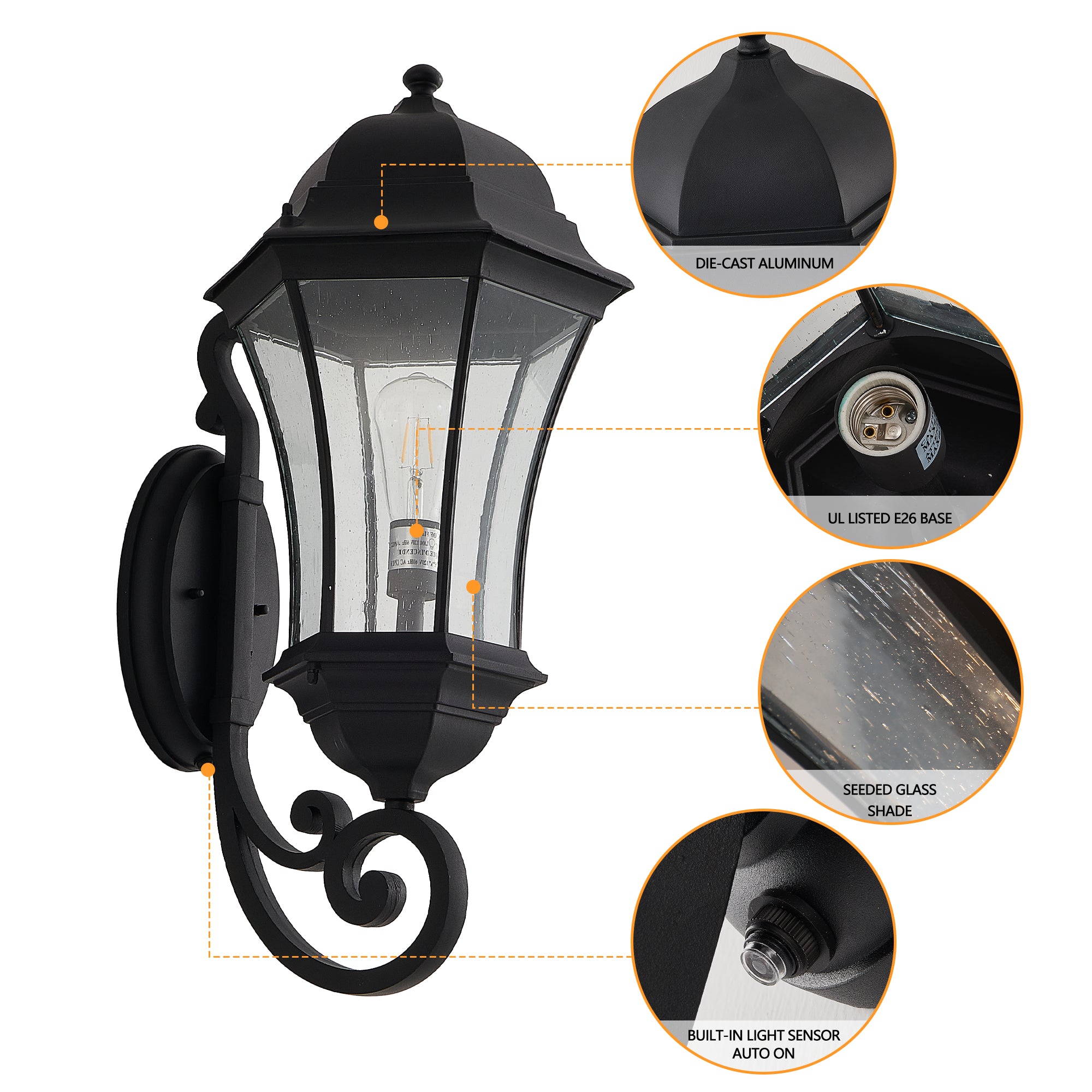 Beacon Outdoor Wall Lantern with Dusk Sensor