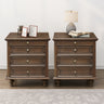 Farmhouse Nightstand Set of 2, 4 Drawers & Pull-Out Shelf, Walnut