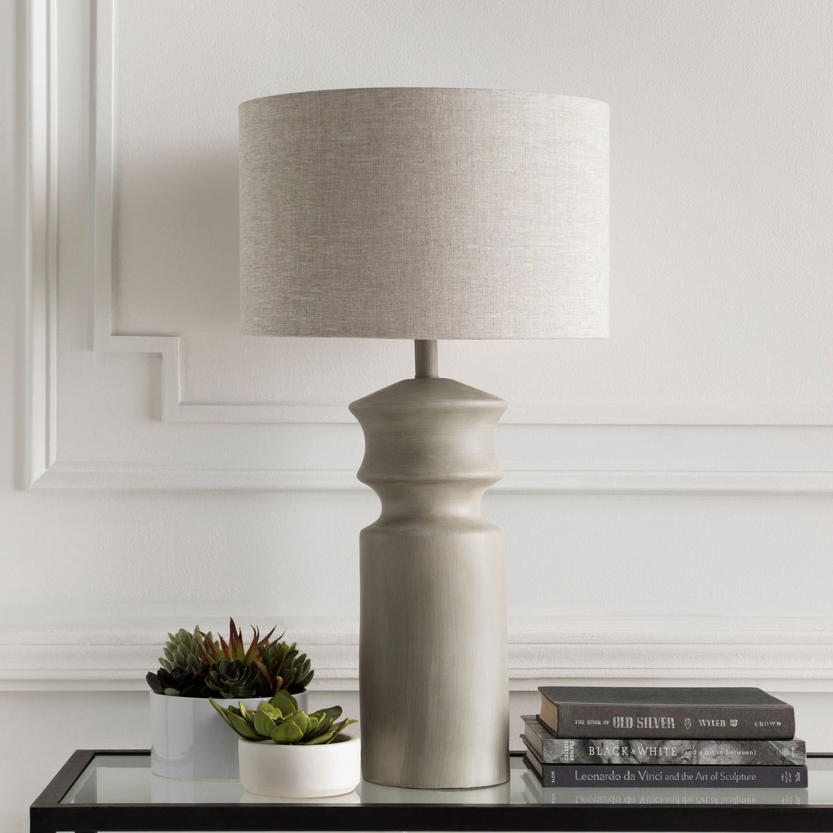 Forger 30" Resin Table Lamp, Hand Finished Light Gray