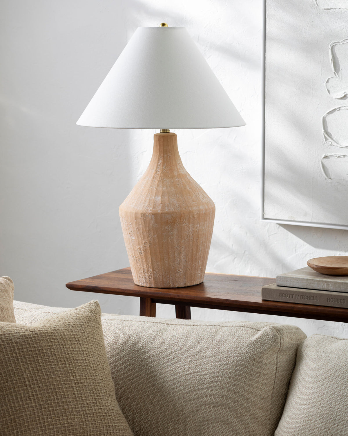Fiori 28" Ceramic Table Lamp, Glazed Brick