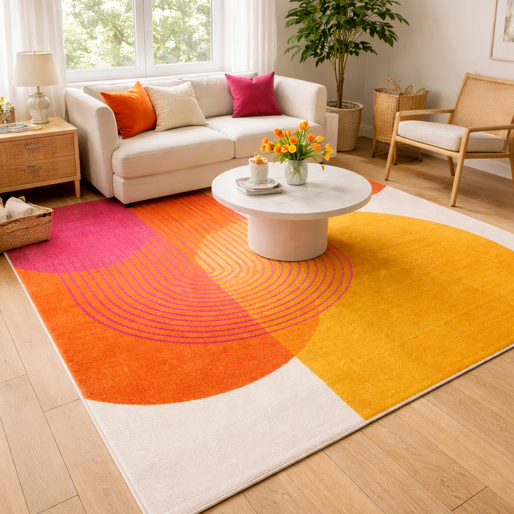 Rug With Retro Geometric Pattern
