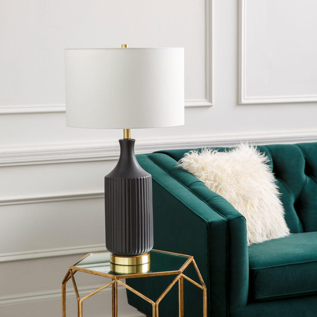 Filaki 31" Ceramic Table Lamp, Glazed Black