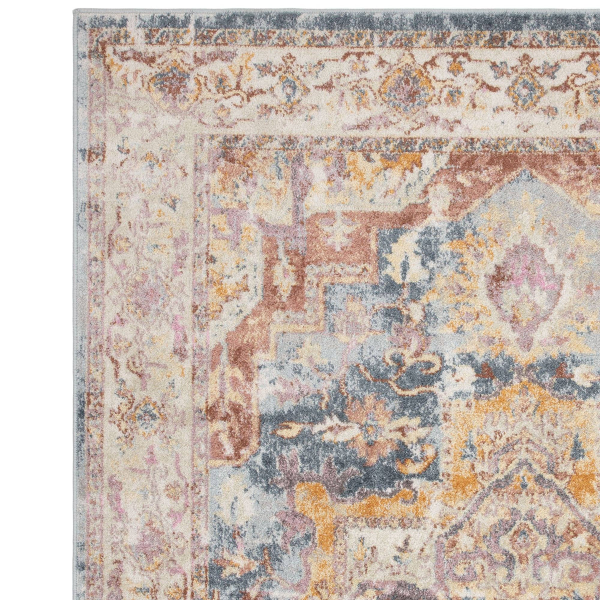 Flores Rug styled in a living room