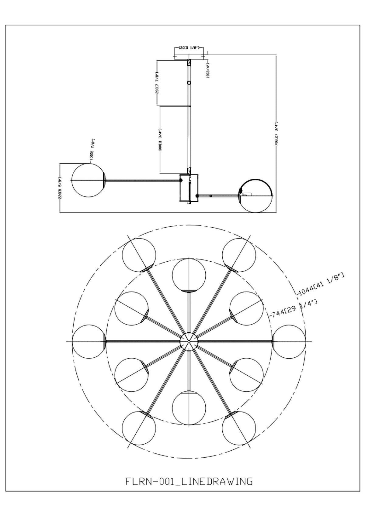 Florene Iron Chandelier, Painted Metallic Brass