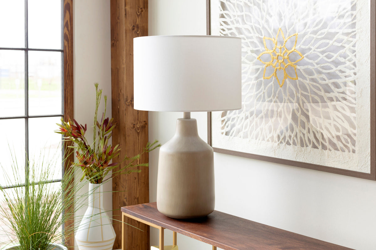 Foreman 25" Concrete Table Lamp, Hand Finished Beige