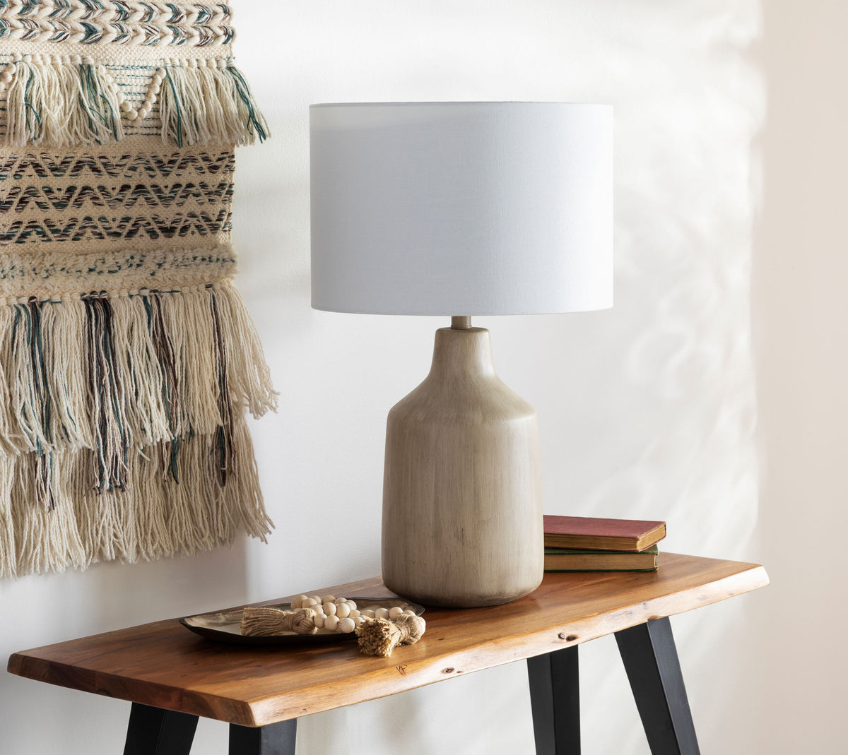Foreman 25" Concrete Table Lamp, Hand Finished Beige