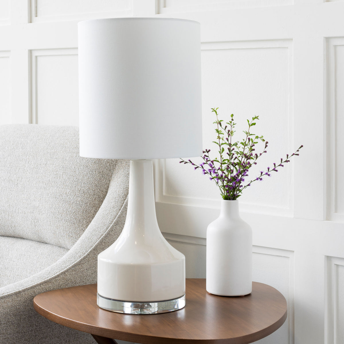 Farris 25" Ceramic Table Lamp, Glazed White