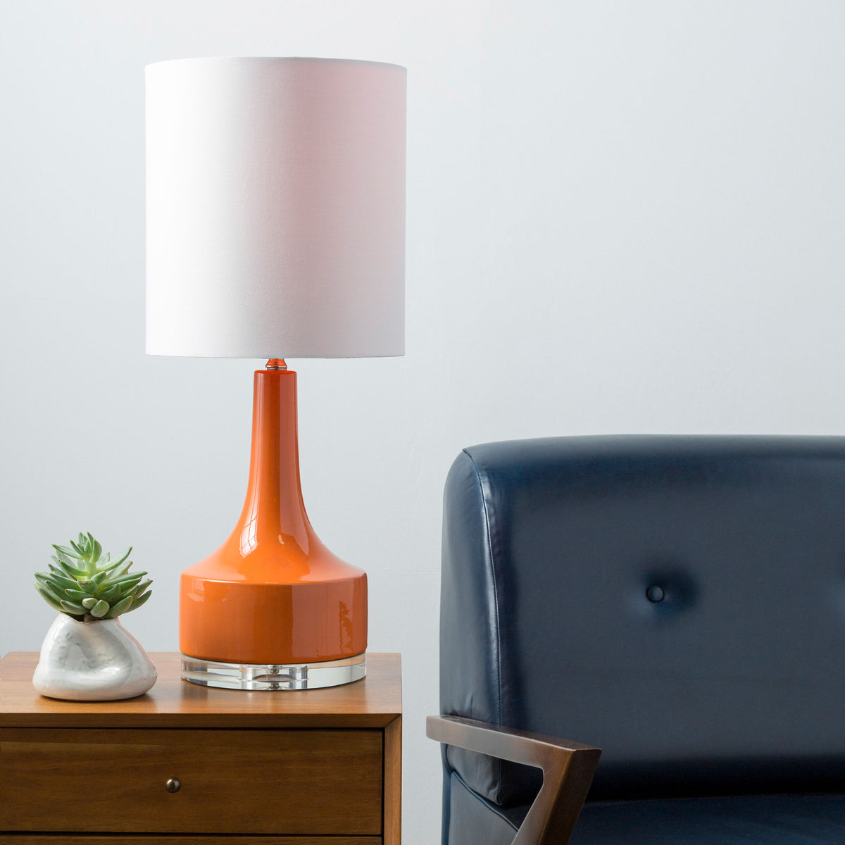 Farris 25" Ceramic Table Lamp, Glazed Bright Orange