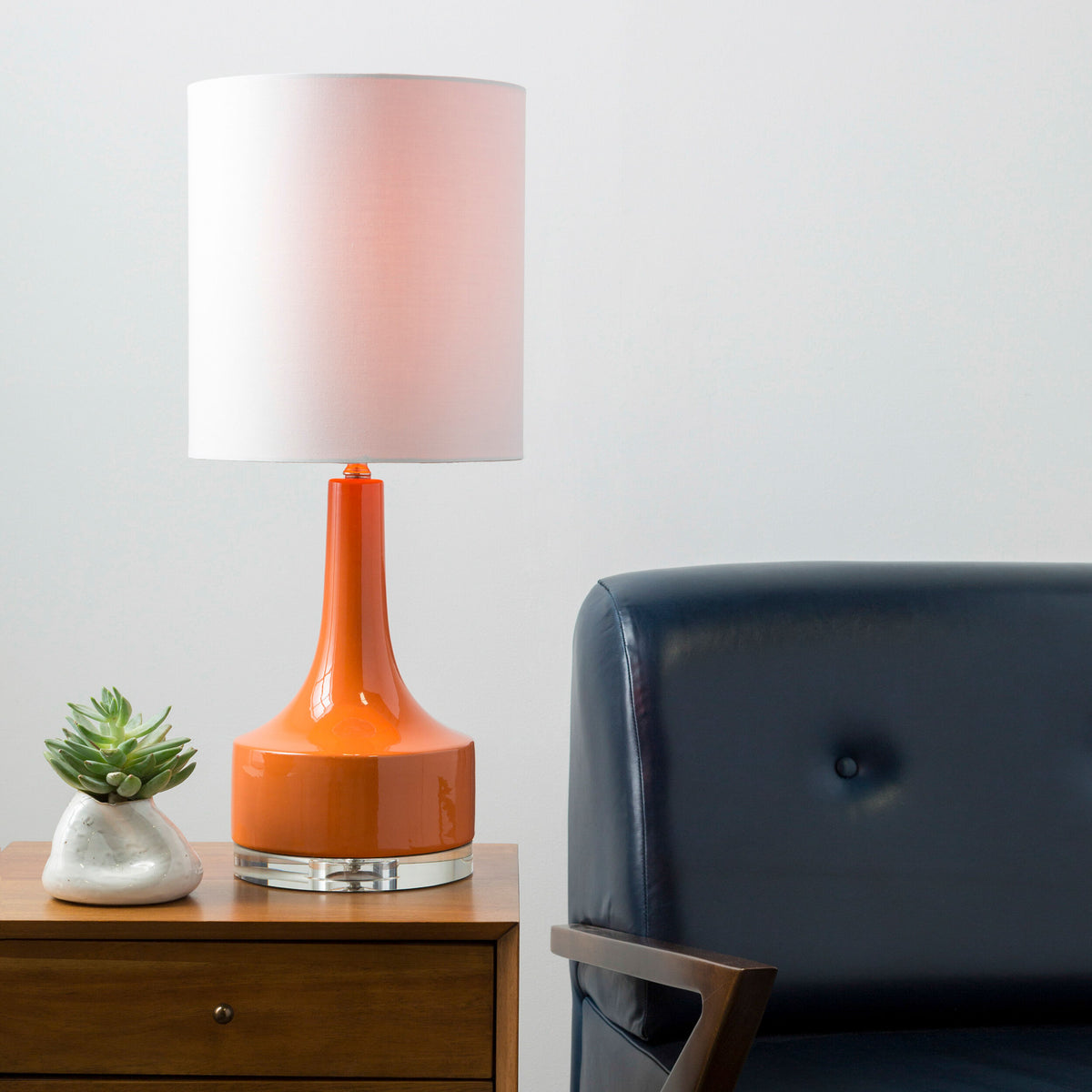 Farris 25" Ceramic Table Lamp, Glazed Bright Orange