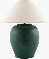 Forest 30" Cement Table Lamp, Hand Painted Green