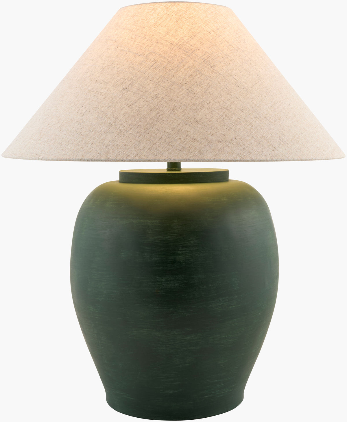 Forest 30" Cement Table Lamp, Hand Painted Green