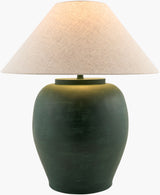 Forest 30" Cement Table Lamp, Hand Painted Green
