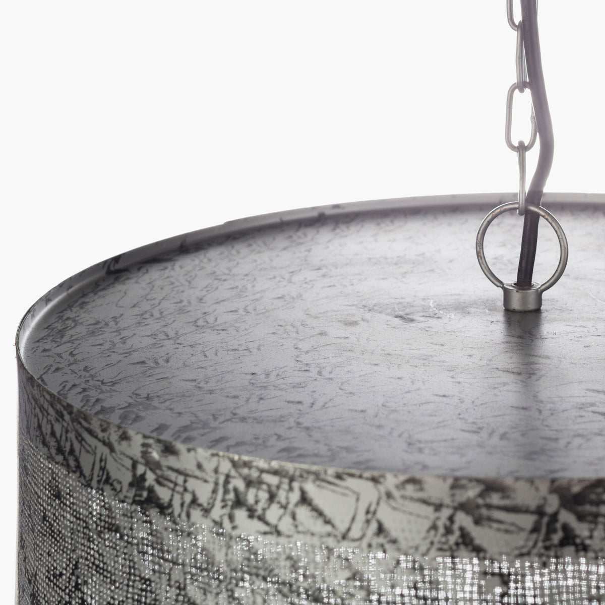 Foster Iron Pendant Light, Hand Painted Metallic Silver