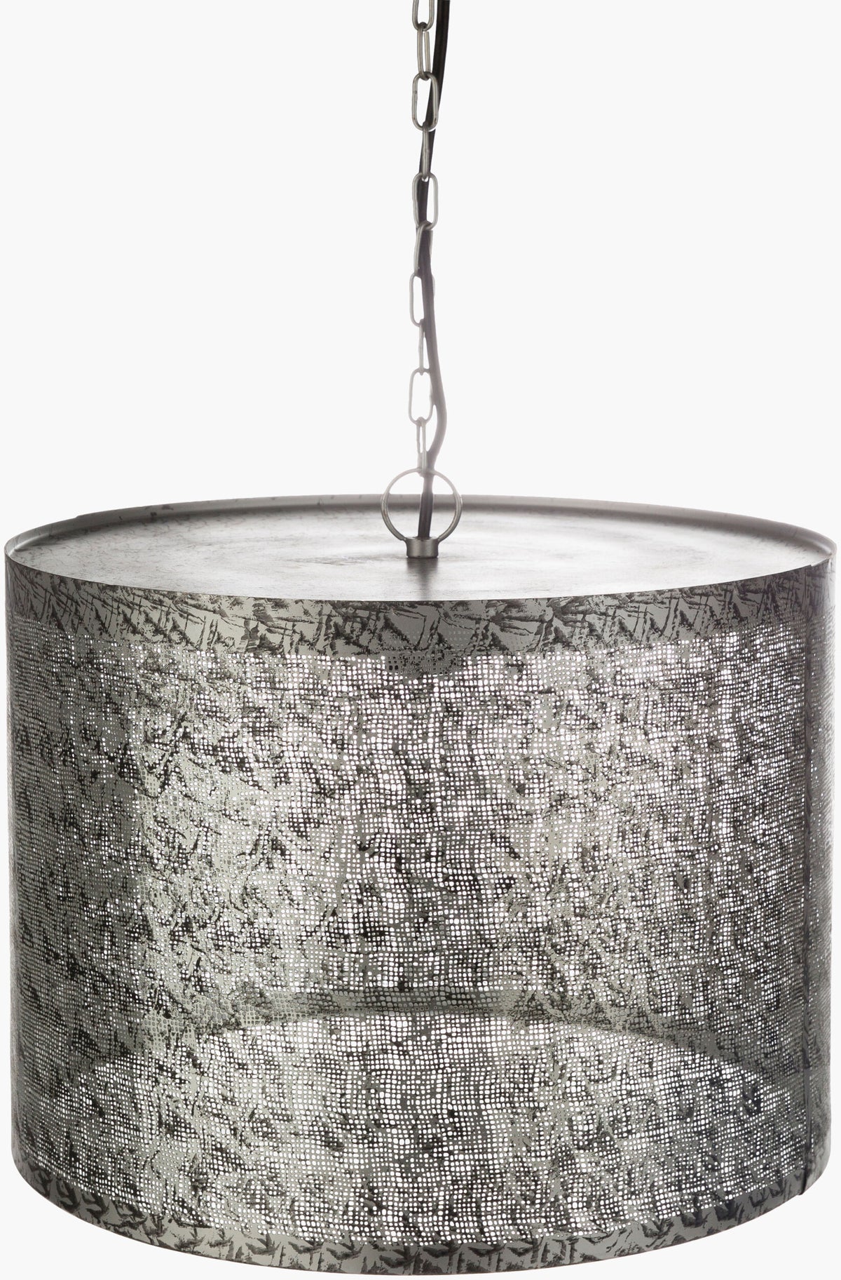 Foster Iron Pendant Light, Hand Painted Metallic Silver