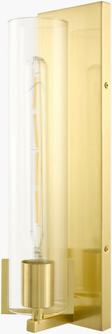 Galve 18" Iron Wall Sconce, Plated Metallic Gold, Natural Clear