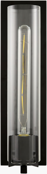 Galve 18" Iron Wall Sconce, Painted Black, Natural Clear