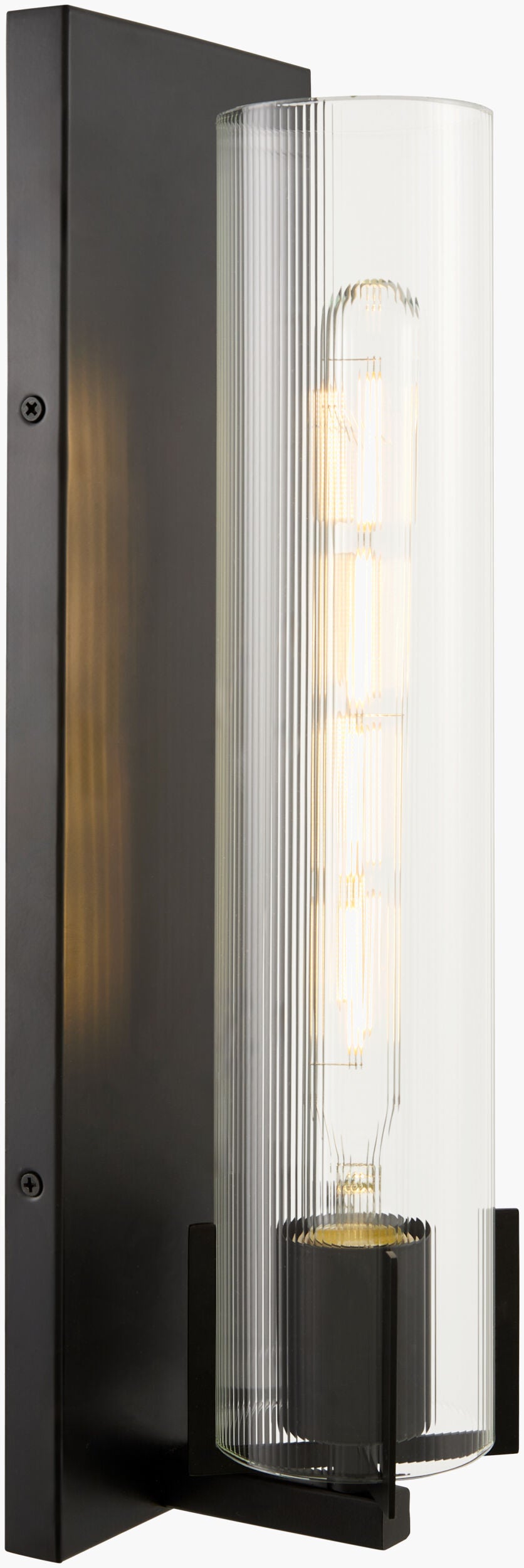 Galve 18" Iron Wall Sconce, Painted Black, Natural Clear