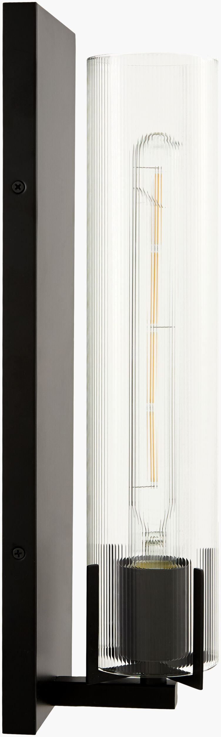 Galve 18" Iron Wall Sconce, Painted Black, Natural Clear
