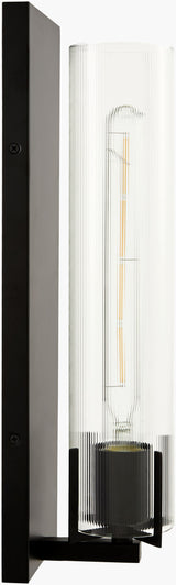 Galve 18" Iron Wall Sconce, Painted Black, Natural Clear