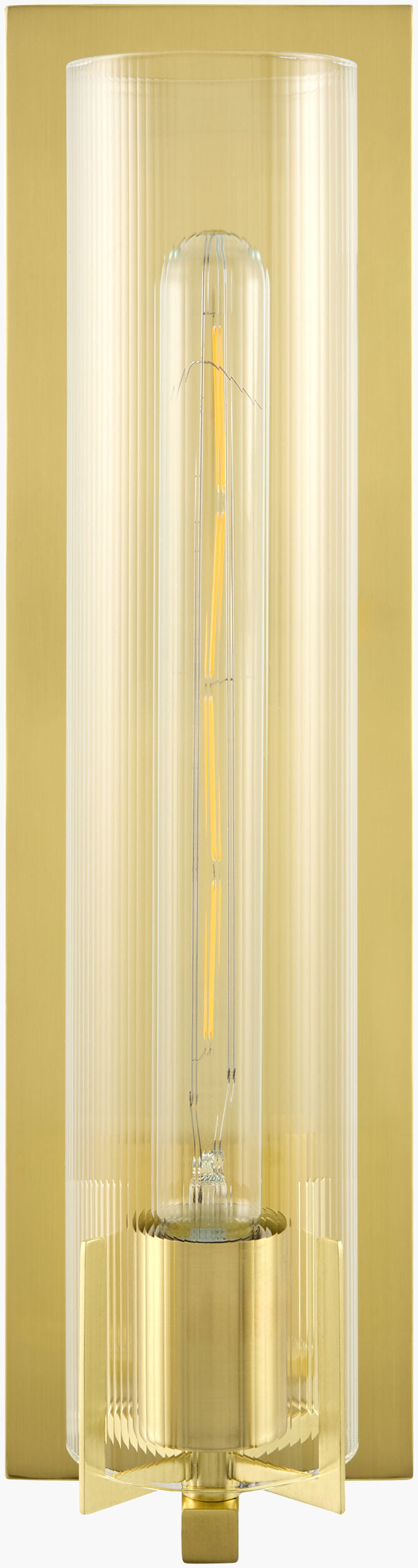 Galve 18" Iron Wall Sconce, Plated Metallic Gold, Natural Clear