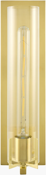 Galve 18" Iron Wall Sconce, Plated Metallic Gold, Natural Clear