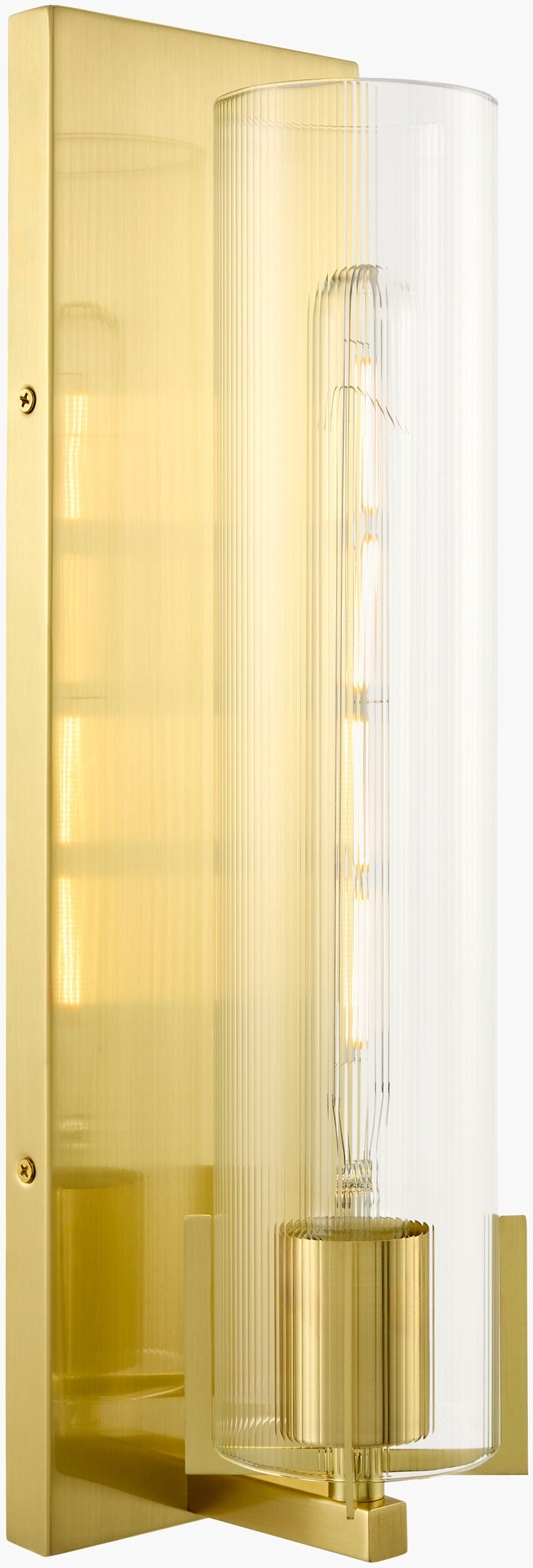 Galve 18" Iron Wall Sconce, Plated Metallic Gold, Natural Clear