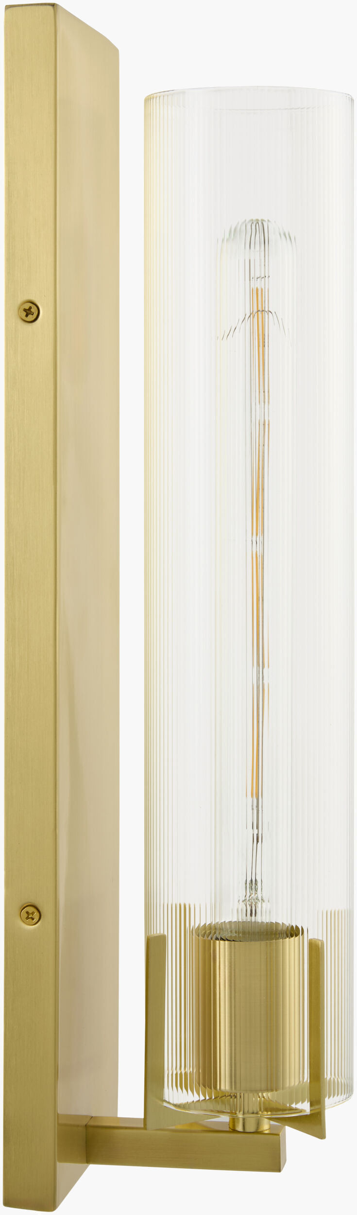 Galve 18" Iron Wall Sconce, Plated Metallic Gold, Natural Clear