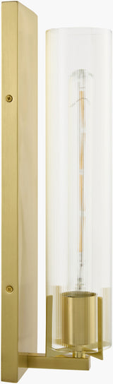 Galve 18" Iron Wall Sconce, Plated Metallic Gold, Natural Clear