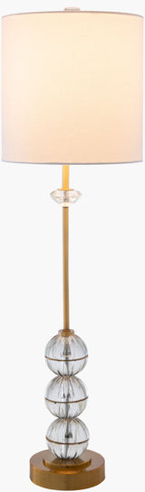 Grantley 34" Crystal Table Lamp, Translucent Clear, Antiqued Metallic Brass