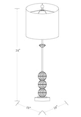 Grantley 34" Crystal Table Lamp, Translucent Clear, Antiqued Metallic Brass