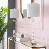 Grantley 34" Crystal Table Lamp, Translucent Clear, Antiqued Metallic Brass