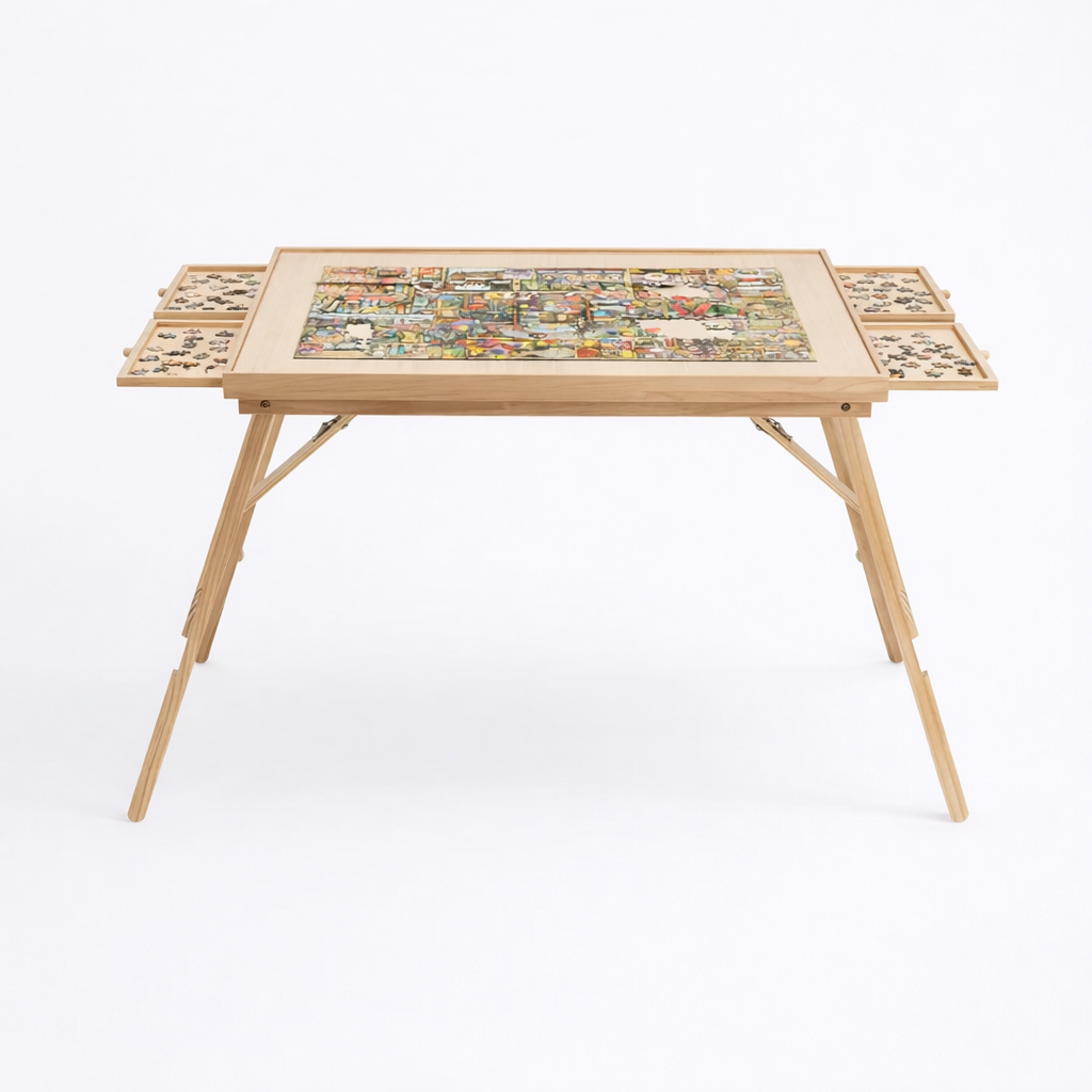 Puzzle Table With Drawers
